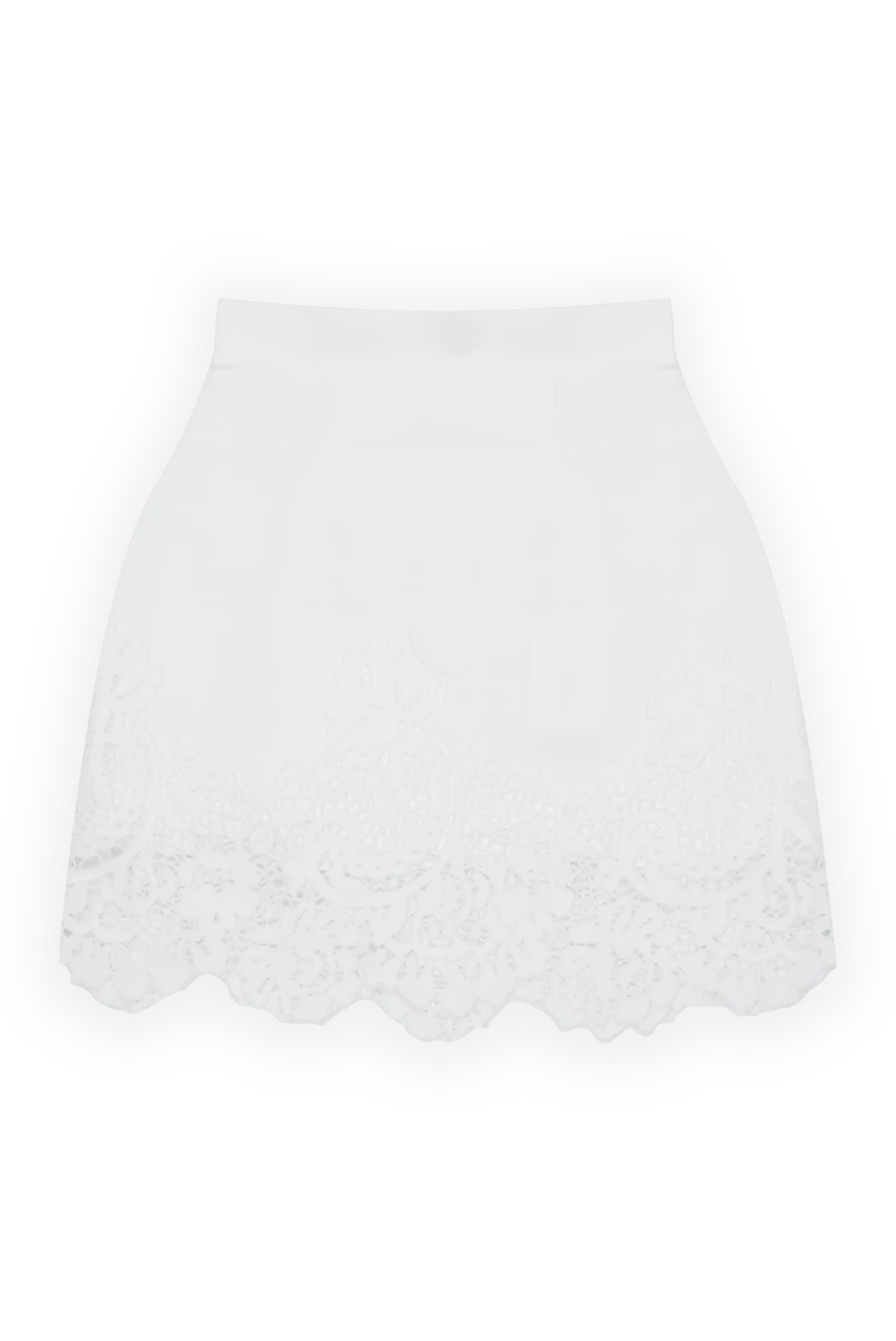 Ermanno Scervino White acetate and viscose skirt for women - pleated, lace. 51% acetate, 49% viscose. Country of manufacture: Italy. Care: specialized cleaning - photo 1