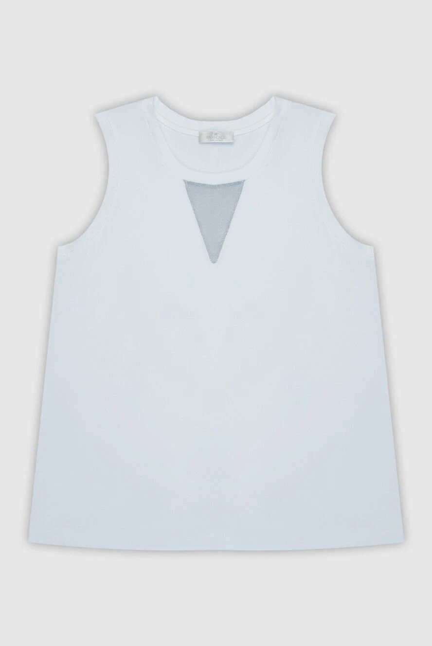 Panicale White womens T-shirt with a stitched V-neckline - sleeveless, V-neck. 94% viscose, 6% elastane. Country of manufacture: Italy. Care: specialized cleaning - photo 1