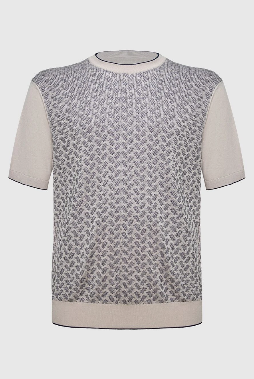 Stefano Ricci Джемпер з шовку та бавовни бежевого кольору з коротким рукавом - Контрастний візерунок. Короткий рукав. 60% шовк, 40% бавовна. Країна виробник: Італія. Догляд: спеціалізоване чищення - фото 1