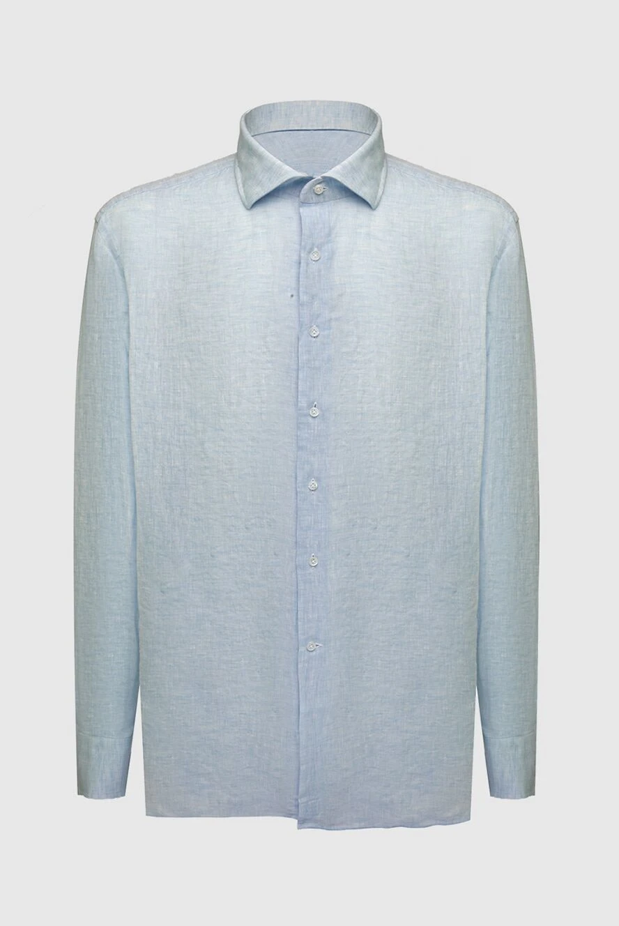 Alessandro Gherardi Men's blue linen shirt - Composition: 100% linen. Closure: buttons. Country of manufacture: Italy. Care: specialized cleaning - photo 1