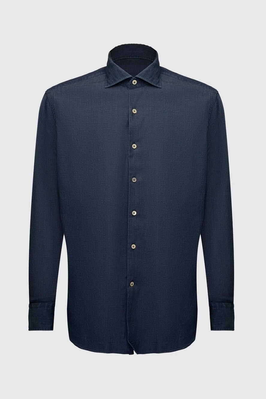 Alessandro Gherardi Blue cotton shirt for men - 98% cotton, 2% elastane. Closure: buttons. Country of manufacture: Italy. Care: specialized cleaning - photo 1