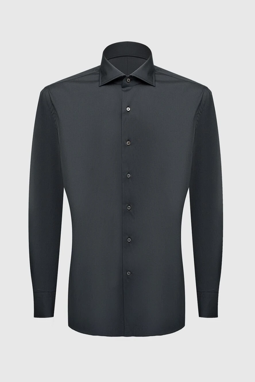 Alessandro Gherardi Men's black shirt - 76% cotton, 21% polyamide, 3% elastane. Closure: buttons. Country of manufacture: Italy. Care: specialized cleaning - photo 1