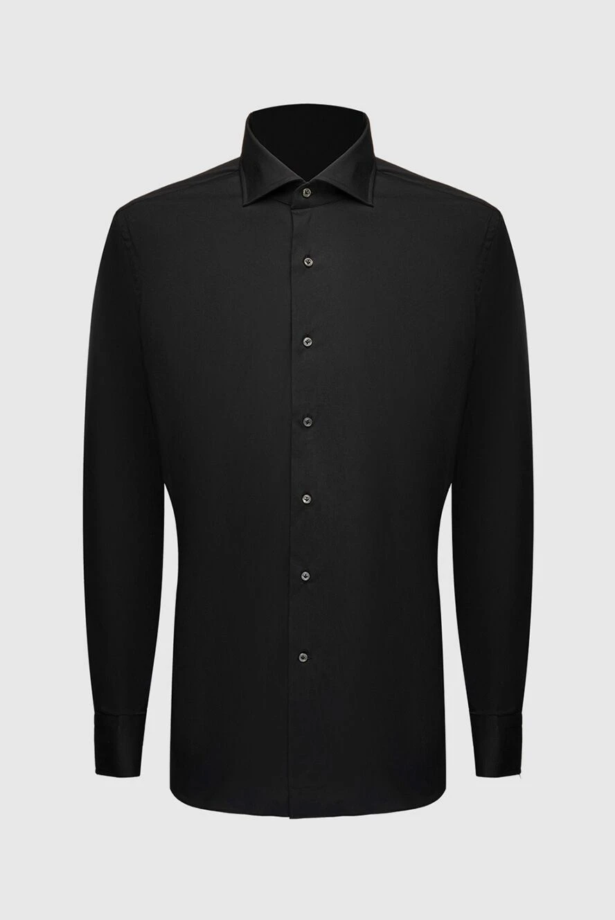 Alessandro Gherardi Black shirt for men - 76% cotton, 21% polyamide, 3% elastane. Closure: buttons. Country of manufacture: Italy. Care: specialized cleaning - photo 1