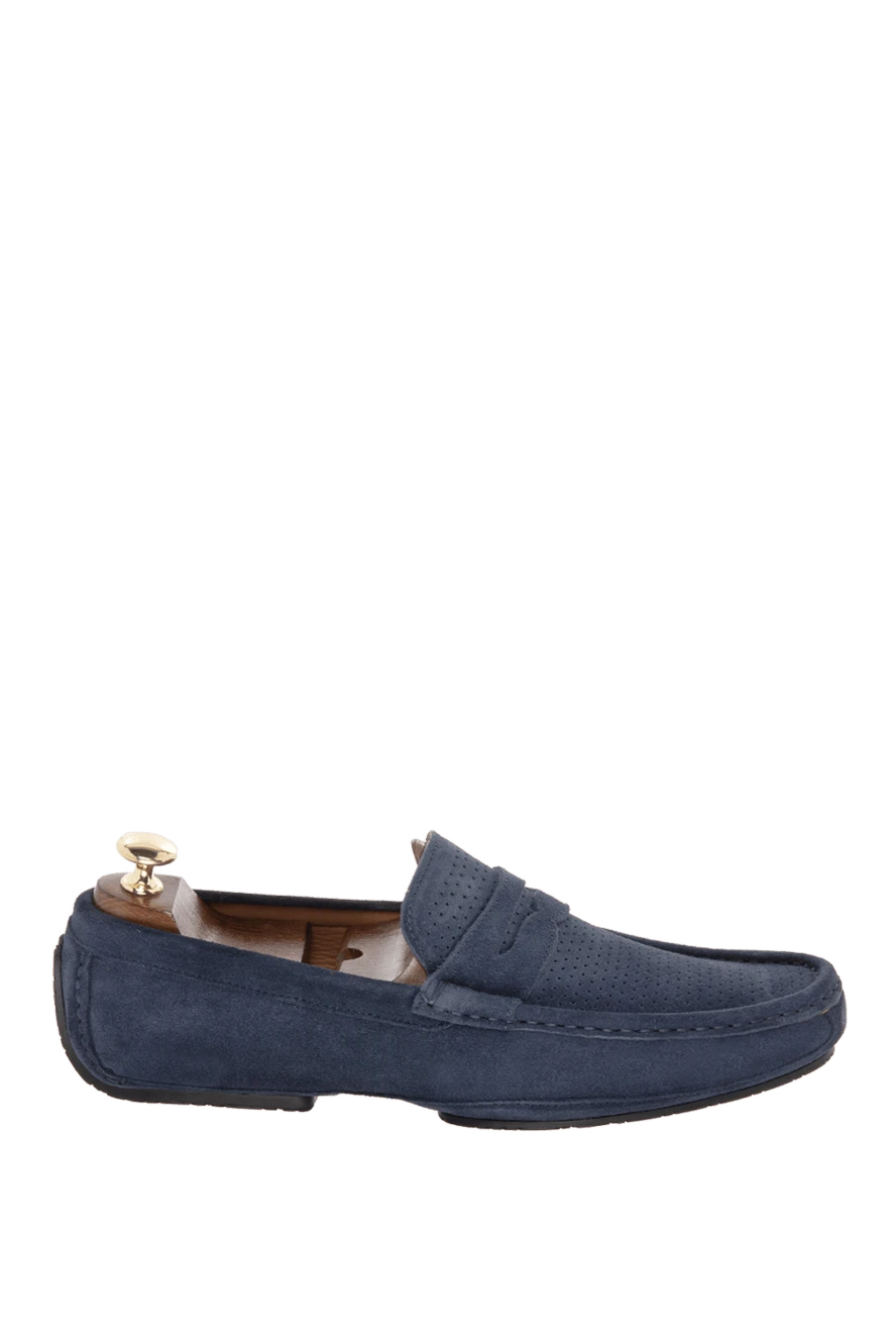 Cesare di Napoli Blue suede men's moccasins - Leather buckle. 100% suede. Interior: Leather. Insole: Leather. Outsole: Other materials. Country of manufacture: Italy. Care: specialized cleaning - photo 1