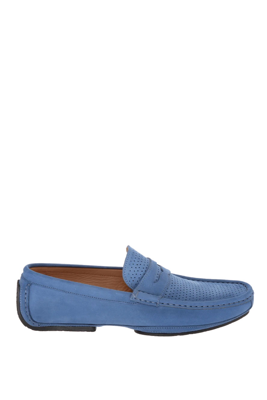 Cesare di Napoli Blue nubuck moccasins for men - Leather buckle. 100% nubuck. Interior: Leather. Insole: Leather. Outsole: Other materials. Country of manufacture: Italy. Care: specialized cleaning - photo 1