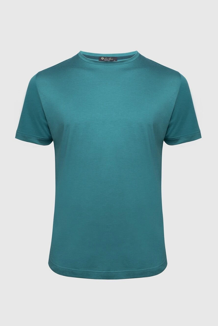 Loro Piana Green silk and cotton T-shirt for men - 60% silk, 40% cotton. Country of manufacture: Italy. Care: specialized cleaning - photo 1