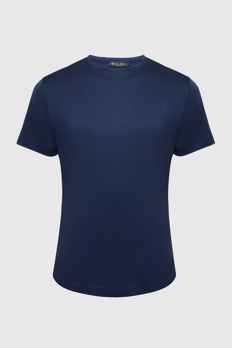 Loro Piana Blue silk and cotton T-shirt for men - 60% silk, 40% cotton. Country of manufacture: Italy. Care: specialized cleaning - photo 1