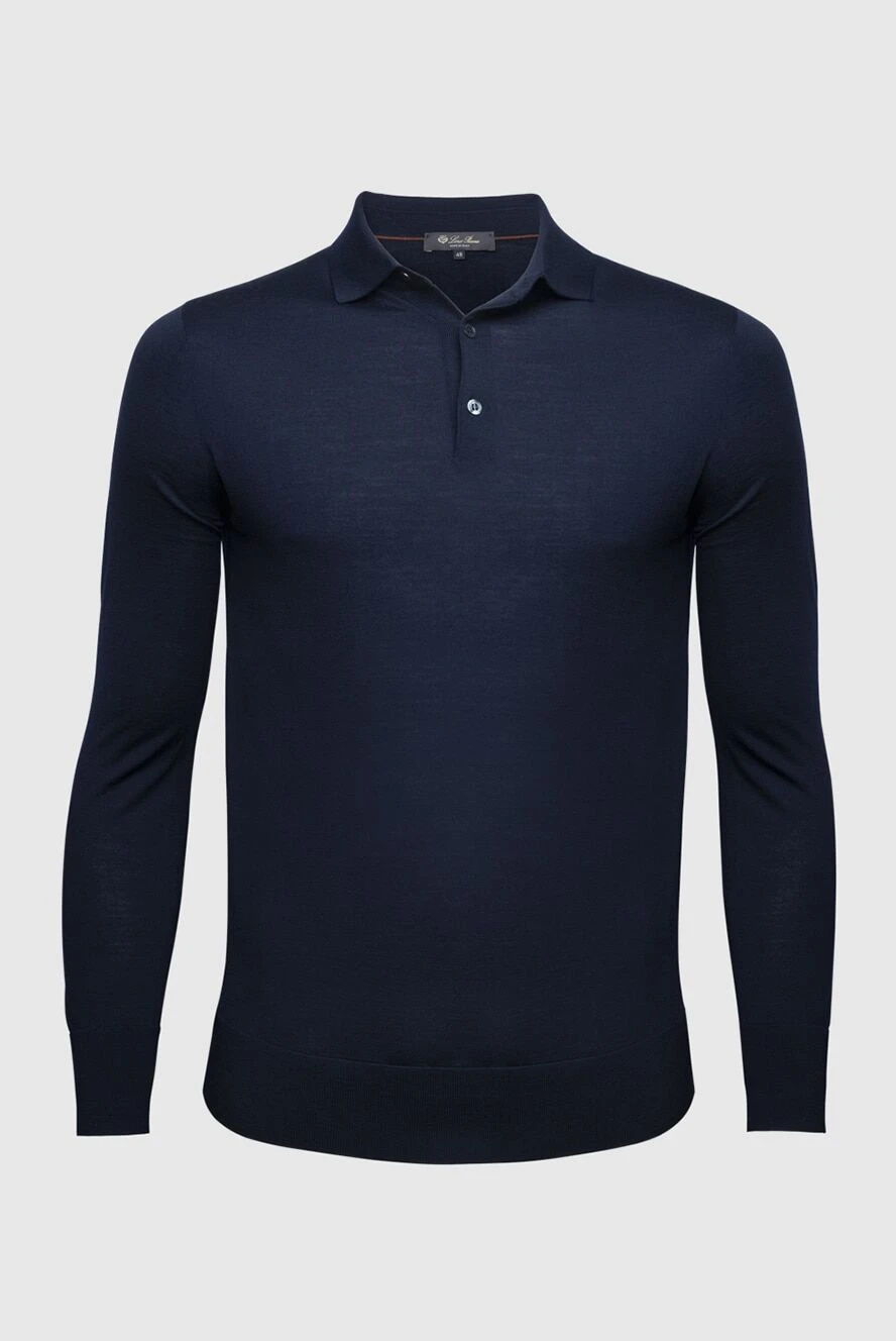 Loro Piana Polo with long sleeves made of wool blue for men - Long sleeve. 100% wool. Buttons. Country of manufacture: Italy. Care: specialized cleaning - photo 1