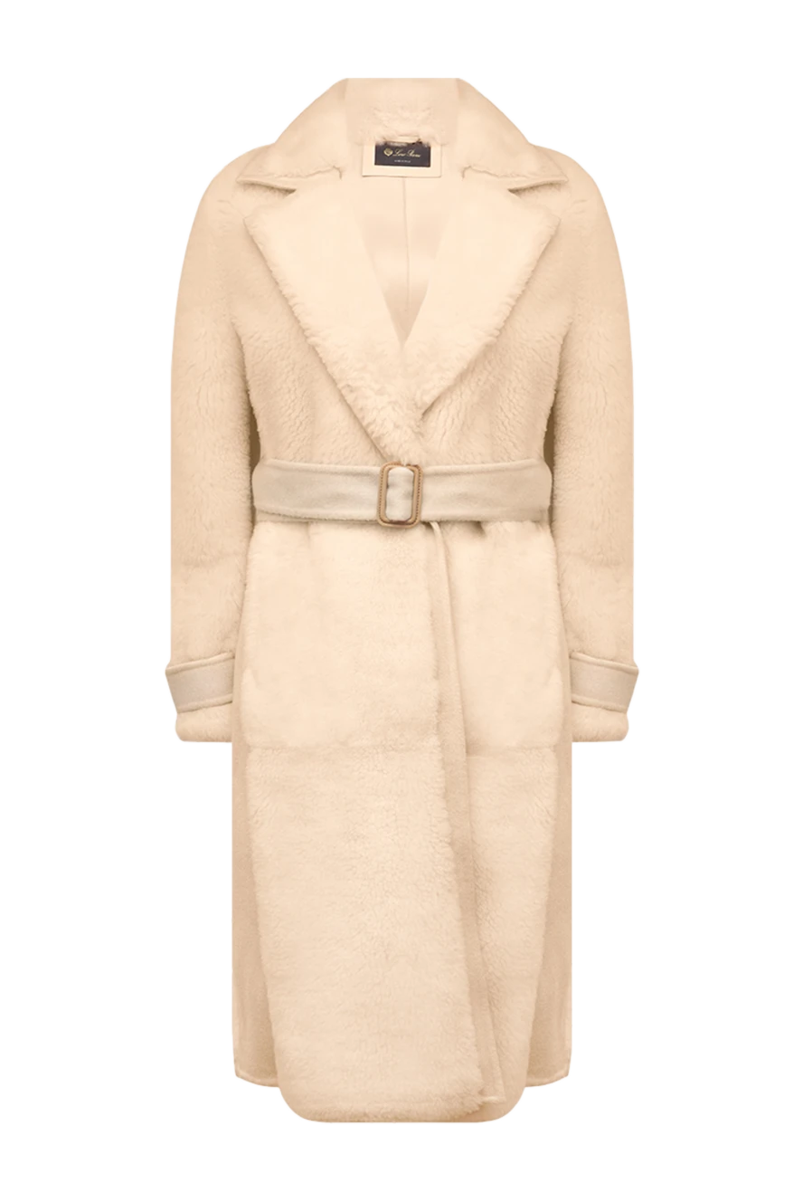 Loro Piana Sheepskin coat made of natural fur white for women - 100% sheepskin. belt. two side pockets. Country of manufacture: Italy. Care: specialized cleaning - photo 1