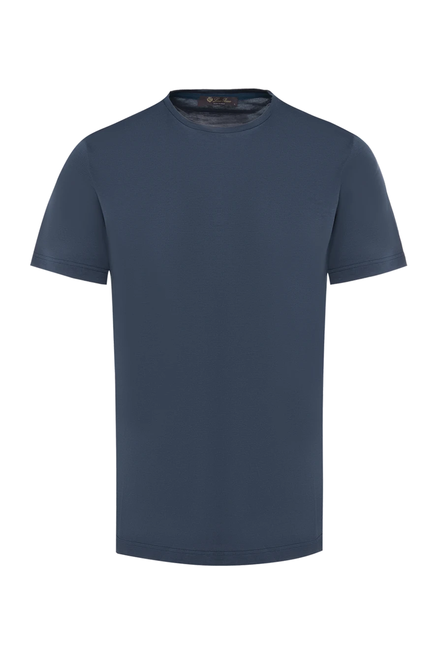 Loro Piana Футболка чоловіча приглушеного бірюзово-синього кольору. - 60% шовк, 40% бавовна. Країна виробник: Італія. Догляд: спеціалізоване чищення - фото 1
