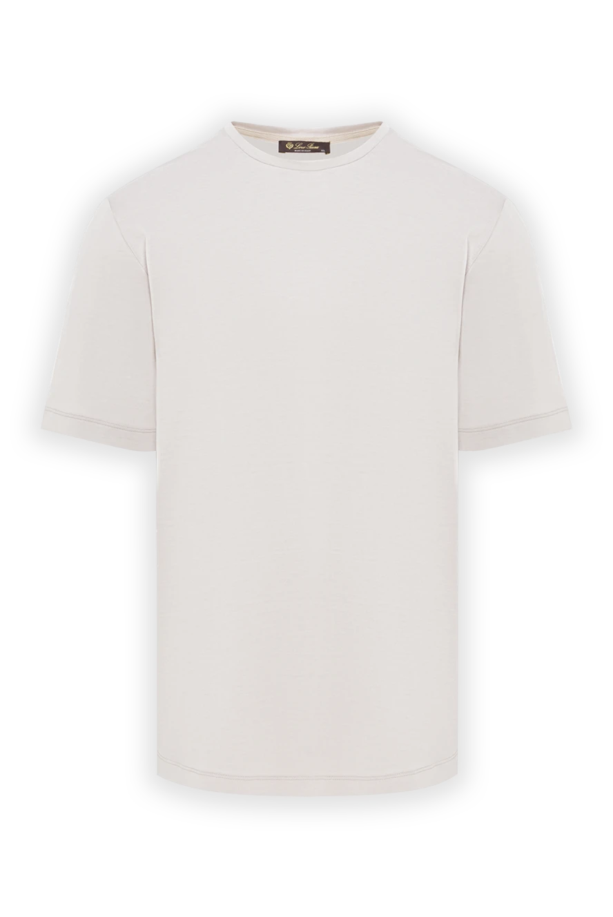 Loro Piana Класична біла футболка чоловіча з натуральної тканини. - 60% шовк, 40% бавовна. Країна виробник: Італія. Догляд: спеціалізоване чищення - фото 1