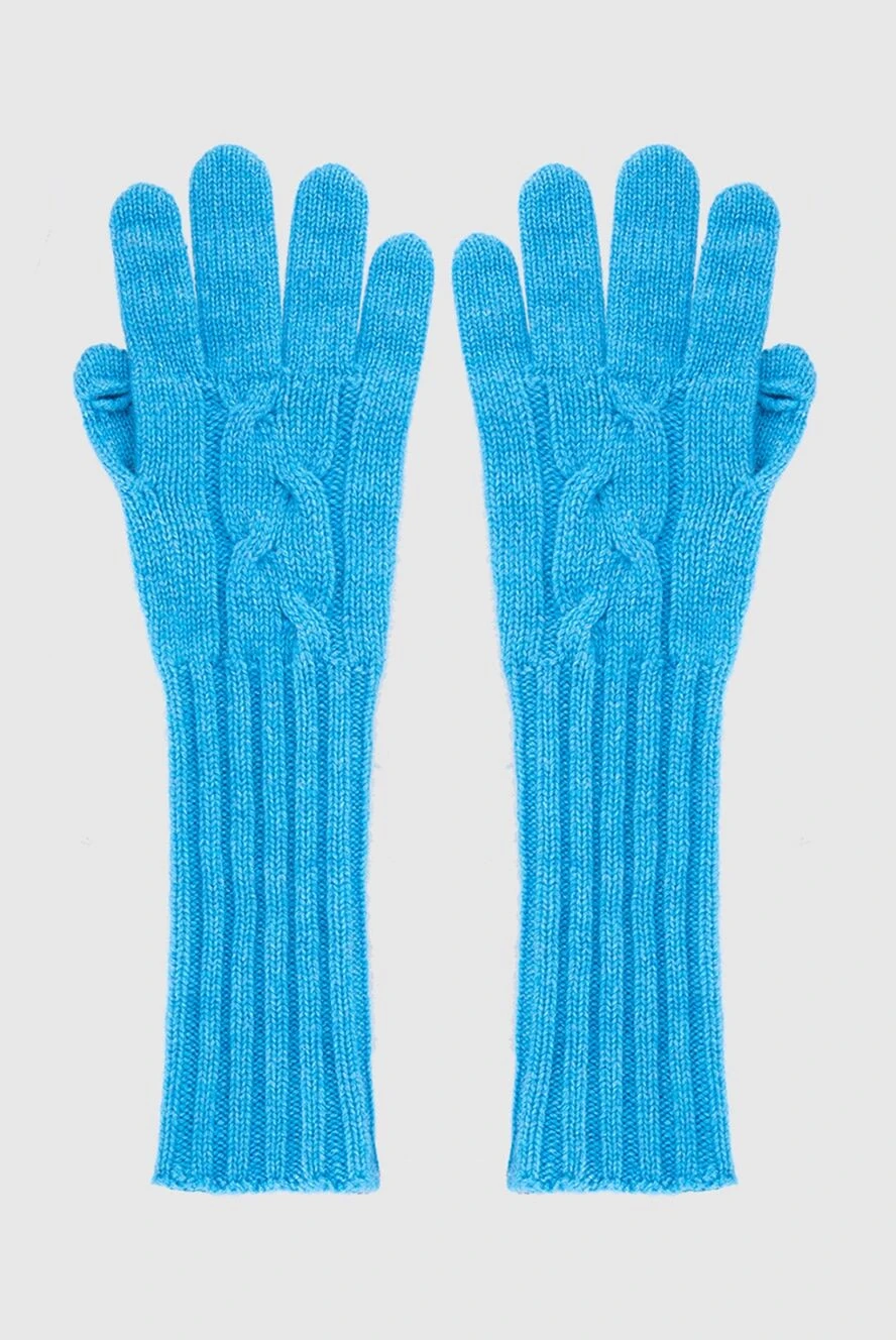 Loro Piana Blue cashmere gloves for women - textured knitting. 100% cashmere. Country of manufacture: Italy. Care: specialized cleaning - photo 1