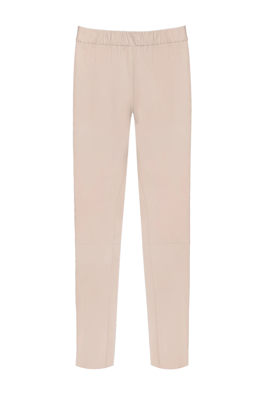 Max&Moi Women's beige leather trousers - 97% leather, 3% elastane. elastic belt. Country of manufacture: Italy. Care: specialized cleaning - photo 1