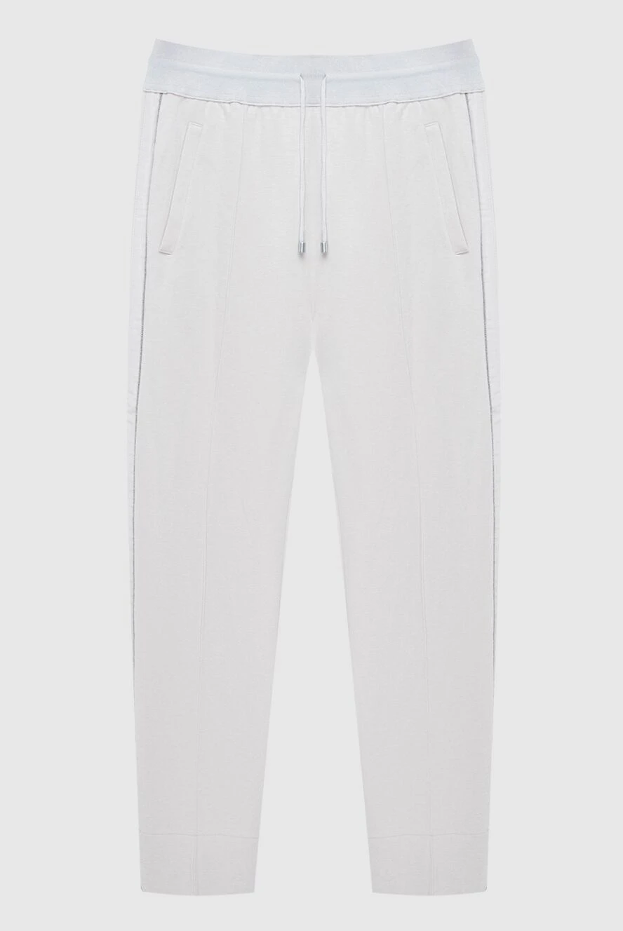 Tonet White pants for women - 84% cotton, 10% viscose, 6% polyester. elastic belt with lacing. Country of manufacture: Italy. Care: specialized cleaning - photo 1