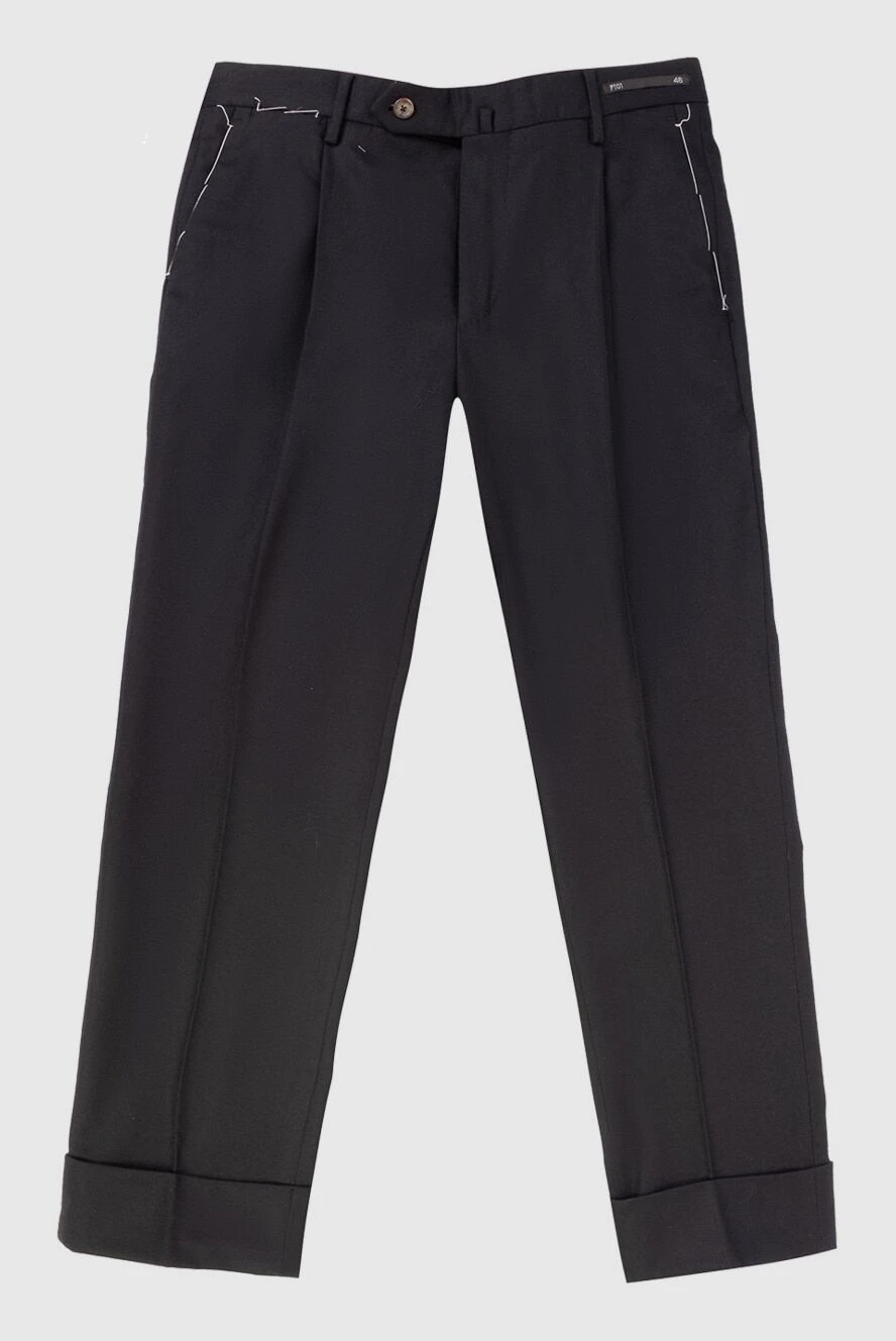 PT01 (Pantaloni Torino) Брюки из флиса черные мужские - защипы. 98% флис, 2% другие волокна. пуговица, молния. два боковых кармана, два задних кармана. Страна производитель: Италия. Уход: специализированная чистка - фото 1