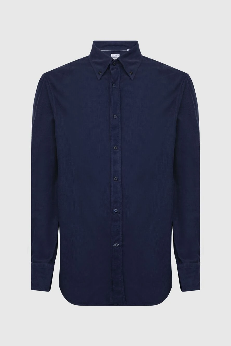 Brunello Cucinelli Рубашка из хлопка синяя мужская - 100% хлопок. пуговицы. Страна производитель: Италия. Уход: специализированная чистка - фото 1