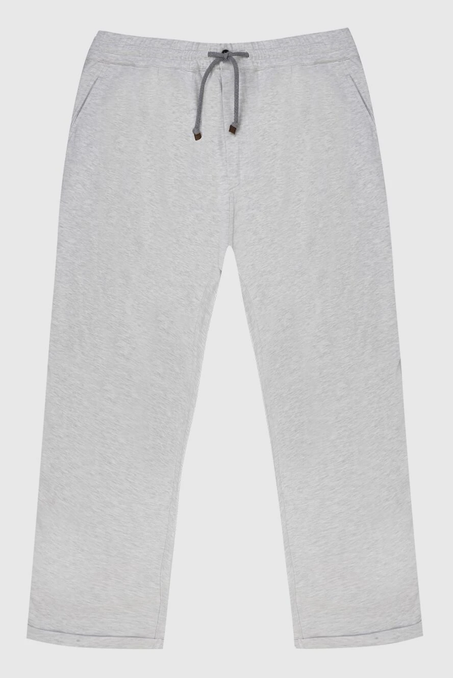 Brunello Cucinelli Sports pants for men made of cotton gray - 98% cotton, 2% other fibers. Closure: Drawstring. Two side pockets, two back pockets. Country of manufacture: Italy. Care: specialized cleaning - photo 1