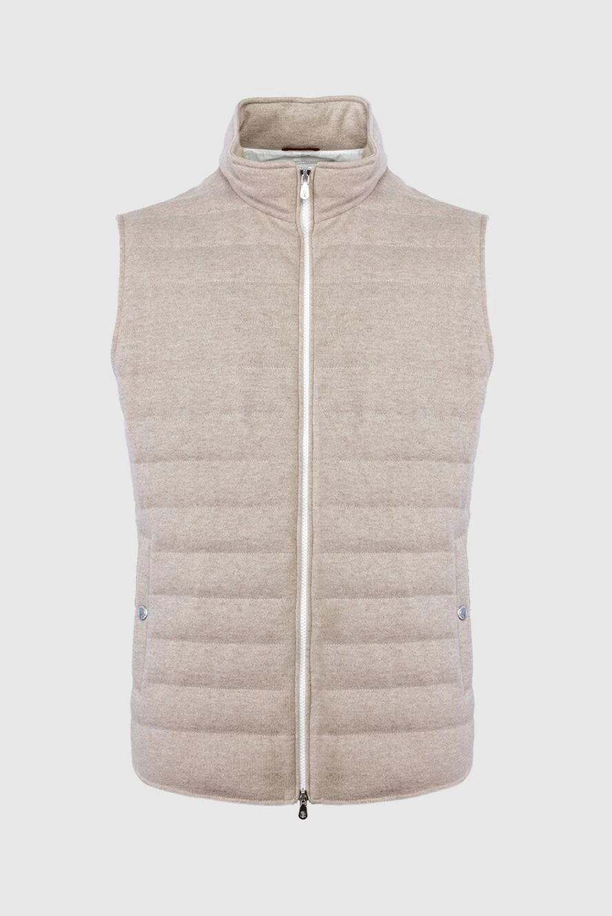 Brunello Cucinelli Cashmere vest beige for men - 100% cashmere. Closure: Zipper. Two side pockets, three inner pockets. Insulation: Down. Country of manufacture: Italy. Care: specialized cleaning - photo 1