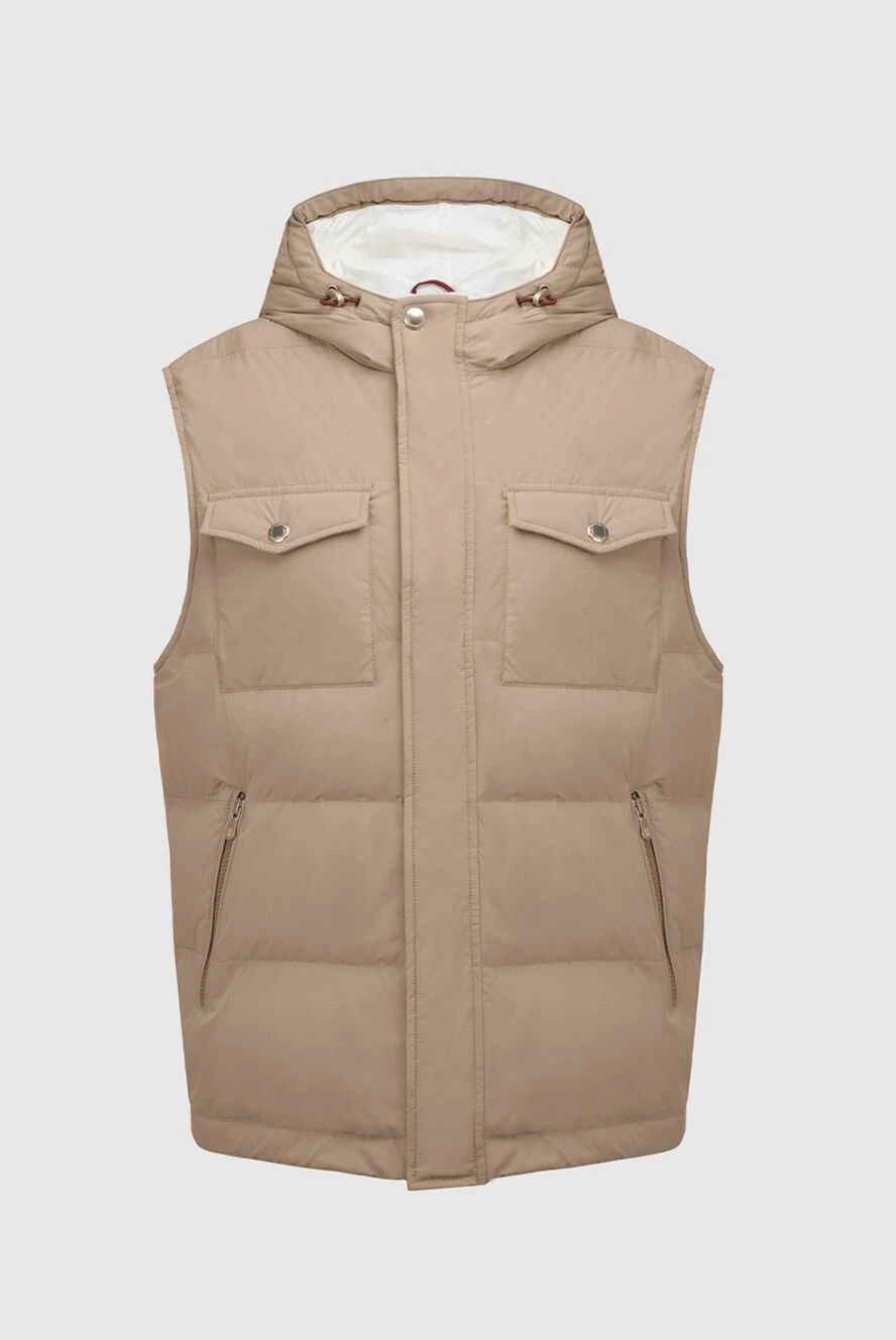 Brunello Cucinelli Жилет из акрила бежевый мужской бежевый - Капюшон. 80% акрил, 20% другие волокна. Молния, кнопки. Два боковых, два нагрудных накладных кармана, три внутренних. Утеплитель: Пух. Страна производитель: Италия. Уход: специализированная чистка - фото 1