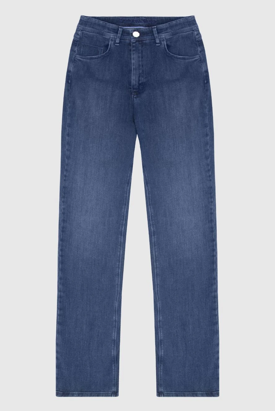 Stefano Ricci Джинси чоловічі з бавовни насиченого синього кольору. - ефект потертості. 96% бавовна, 2% поліетилен, 2% поліуретан. гудзик, блискавка. три бічні кишені, дві кишені ззаду. Країна виробник: Італія. Догляд: спеціалізоване чищення - фото 1