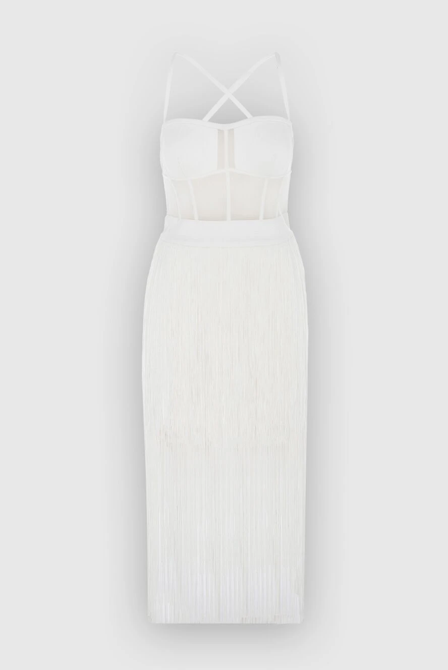 Herve Leger Dress made of nylon and polyester white for women - zipper. sleeveless, fringe on the hem. 70% nylon, 30% polyester. Country of manufacture: Italy. Care: specialized cleaning - photo 1