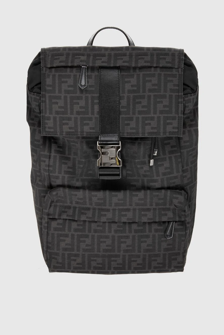 Fendi Polyester and cotton backpack black for men - 64% polyester, 23% cotton, 13% polyurethane. two front pockets. Closure: Zip, drawstring, flap, latch. Country of manufacture: Italy. Care: specialized cleaning - photo 1