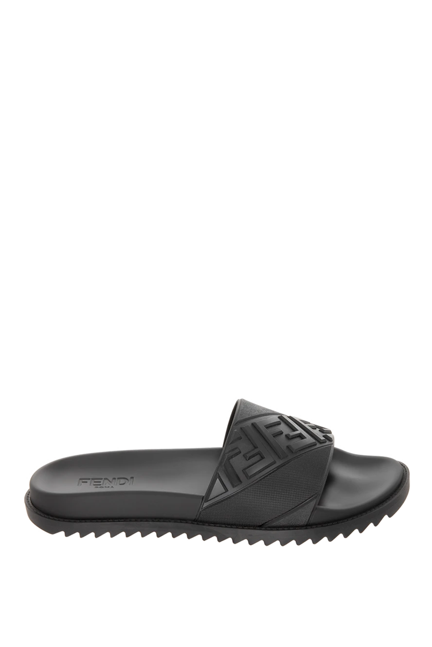 Fendi Black rubber slippers for men - brand logo. 100% rubber. Country of manufacture: Italy. Care: specialized cleaning - photo 1