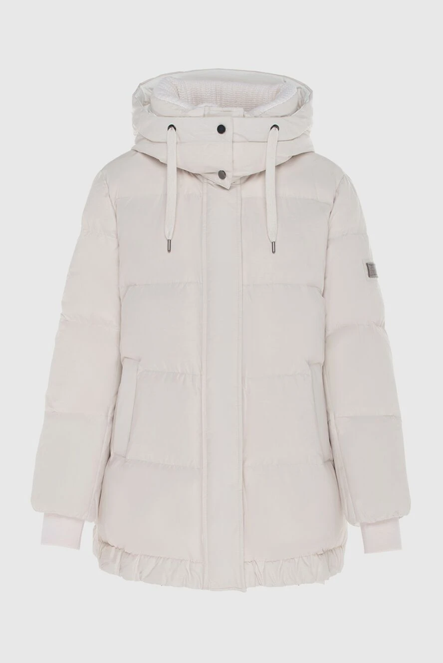 Brunello Cucinelli Women's down jacket made of polyamide and cotton white - hood. 55% polyamide, 45% cotton. zipper, drawstring. two side pockets. Insulation: 100% down. Country of manufacture: Italy. Care: specialized cleaning - photo 1
