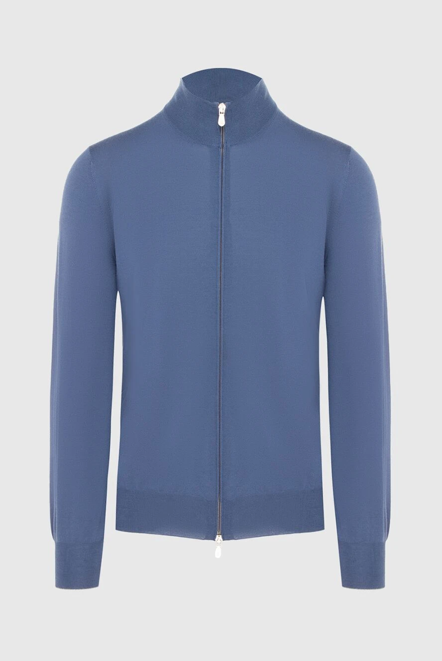 Brunello Cucinelli Кардиган мужской из шерсти и кашемира синий - 90% шерсть, 10% кашемир. Молния. Два боковых кармана. Страна производитель: Италия. Уход: специализированная чистка - фото 1