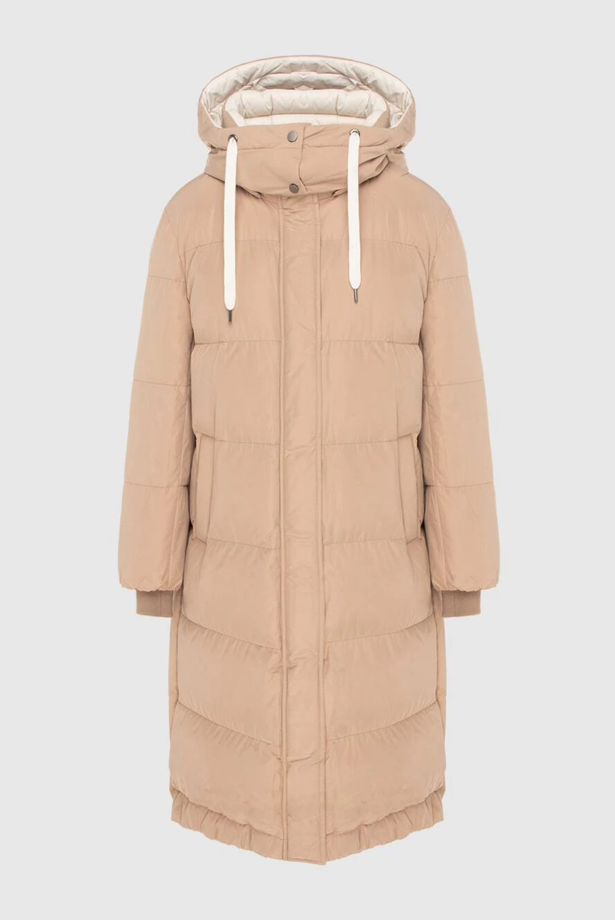 Brunello Cucinelli Пуховик из полиэстера и хлопка бежевый женский бежевый - капюшон. 55% полиэстер, 45% хлопок. молния, кулиска. два боковых кармана. Утеплитель: 100% пух. Страна производитель: Италия. Уход: специализированная чистка - фото 1