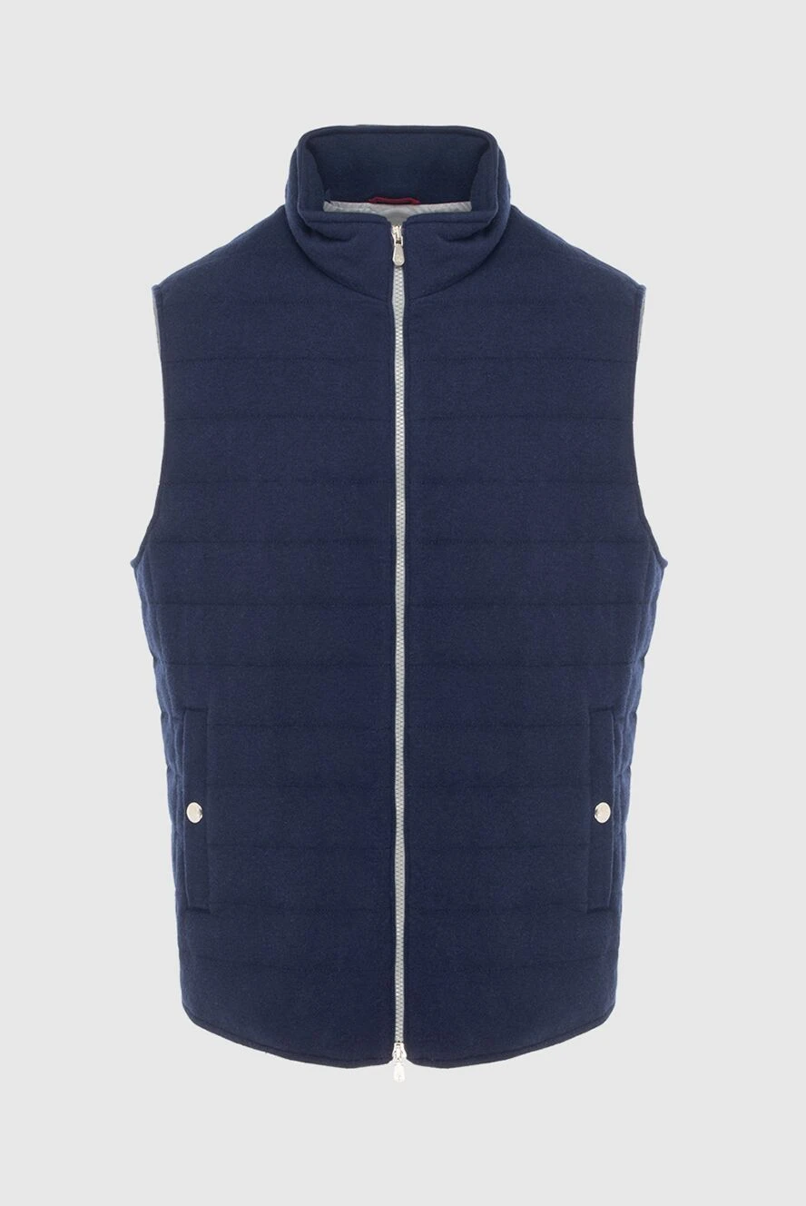 Brunello Cucinelli Жилет из нейлона синий мужской - 100% кашемир. Молния с двойным бегунком. Два боковых кармана на пуговицах, два внутренних кармана на пуговицах. Утеплитель: Пух. Страна производитель: Италия. Уход: специализированная чистка - фото 1