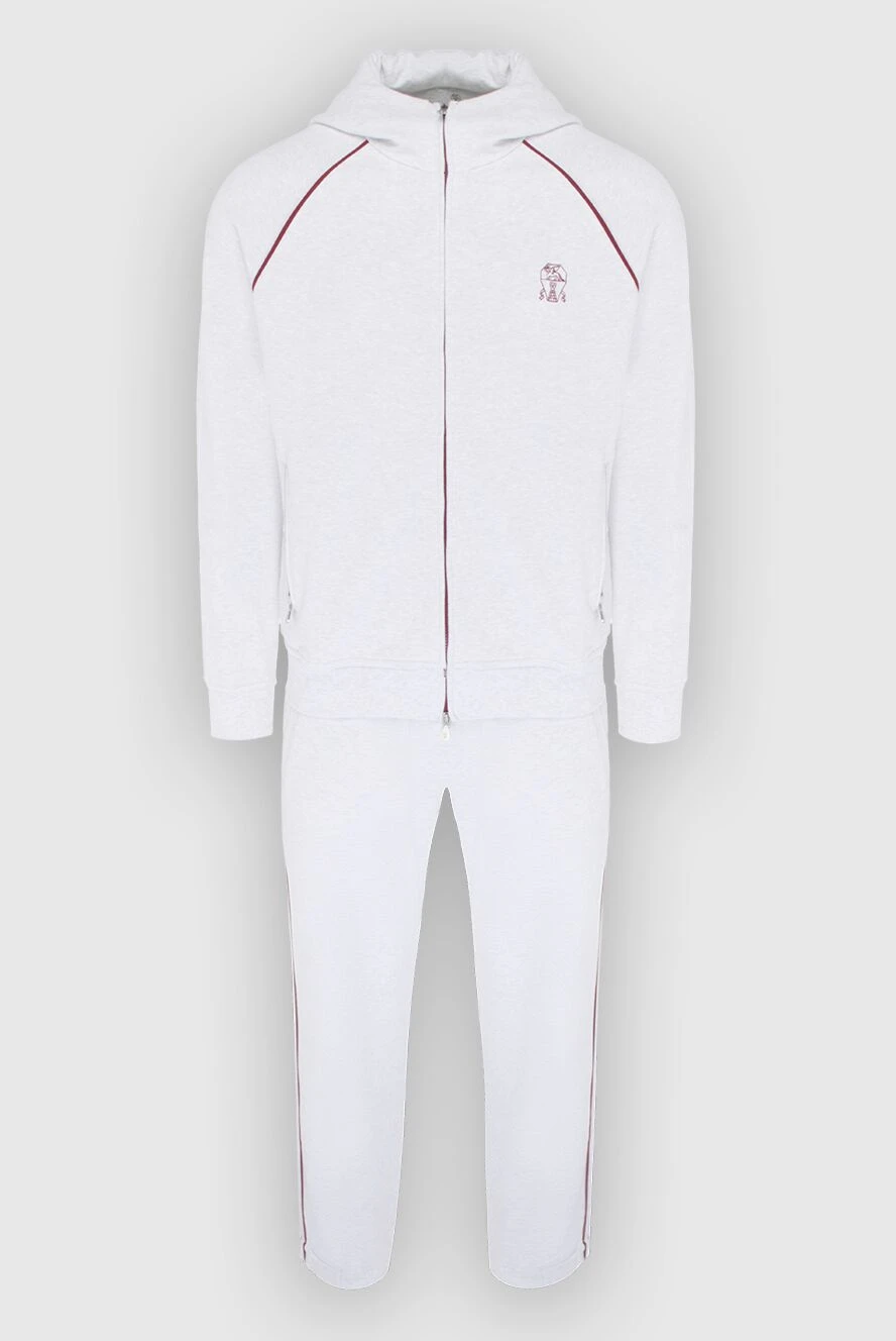 Brunello Cucinelli Костюм спортивный мужской из хлопка белый - Логотип бренда, контрастные линии. Капюшон. 100% хлопок. Кулиска, молния. Четыре боковых кармана. Страна производитель: Италия. Уход: специализированная чистка - фото 1