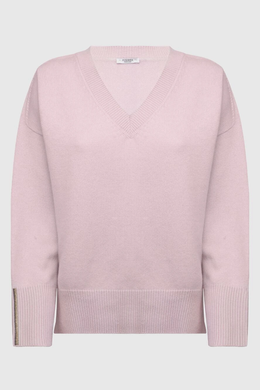 Peserico Pink jumper for women - V-neckline. 70% wool, 20% silk, 10% cashmere. Country of manufacture: Italy. Care: specialized cleaning - photo 1