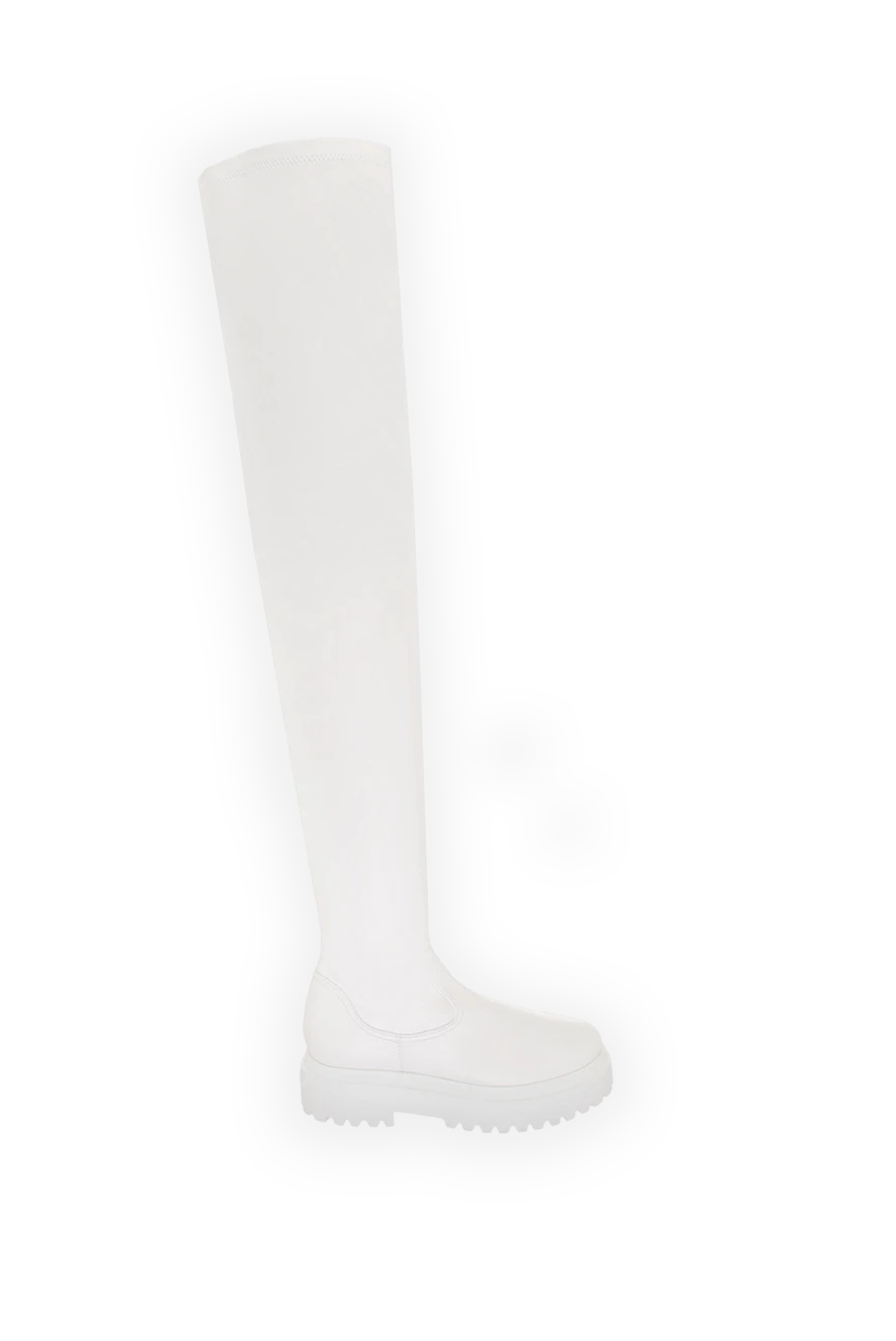 Le Silla Thigh-high boots women's leather high with tractor sole white - massive sole. leather. Heel height: 5 cm. Country of manufacture: Italy. Care: specialized cleaning - photo 1