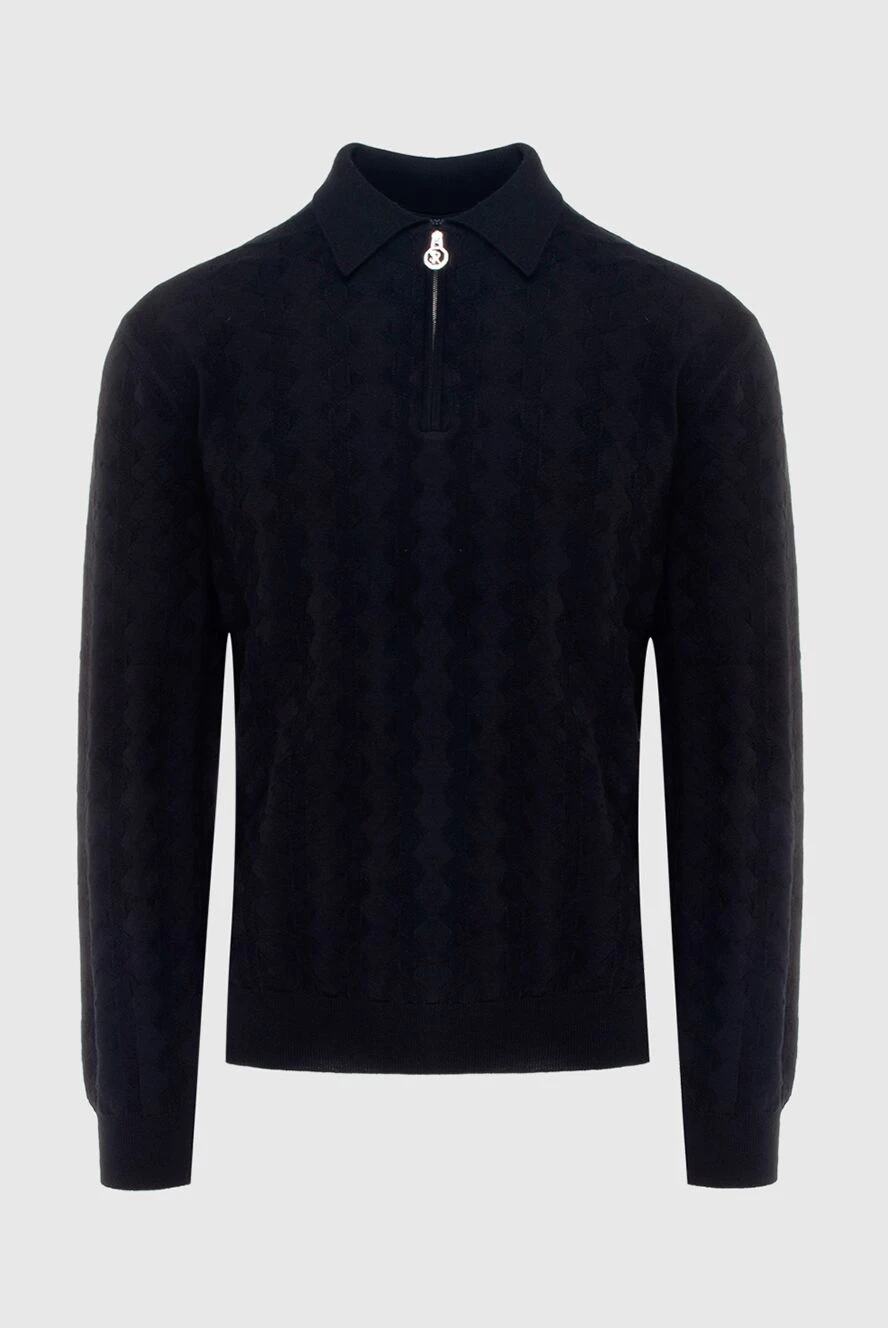 Stefano Ricci Long-sleeved polo shirt made of silk and cashmere black for men - Long sleeve. 70% cashmere, 30% silk. Closure: Zipper. Country of manufacture: Italy. Care: specialized cleaning - photo 1