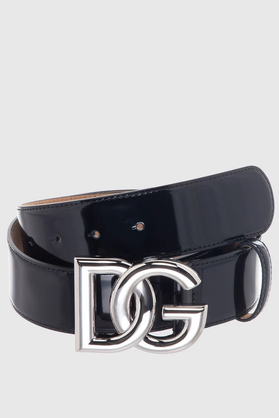 Dolce & Gabbana Women's patent black leather belt with logo - logo. 100% genuine leather. nail. Country of manufacture: Italy. Care: specialized cleaning - photo 1