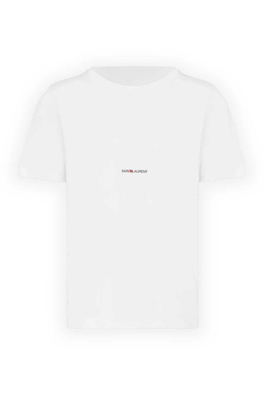 Saint Laurent White cotton T-shirt for men - brand logo. 100% cotton. Country of manufacture: Italy. Care: specialized cleaning - photo 1