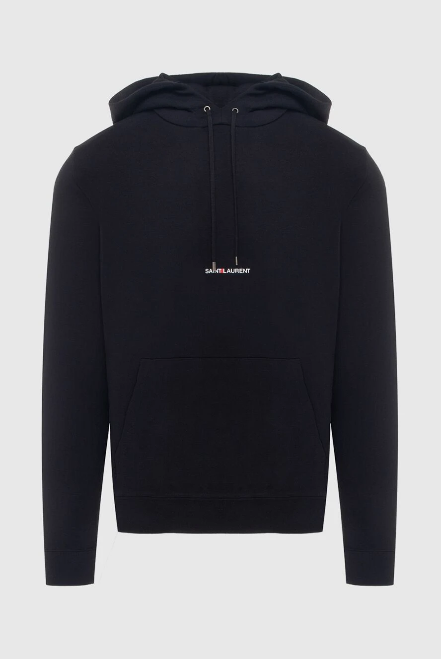 Saint Laurent Hoodie for men made of cotton black - Embroidered brand logo. Hood. 100% cotton. Closure: Drawstring. Country of manufacture: Italy. Care: specialized cleaning - photo 1