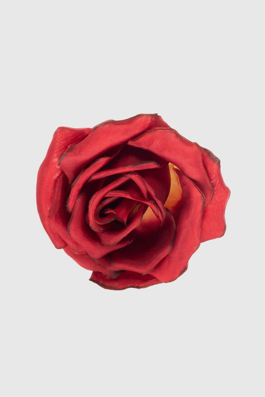 Saint Laurent Brooch for women silk burgundy in the form of a volumetric rose - fabric flower. silk. Fastener: pin. Country of manufacture: Italy. Care: specialized cleaning - photo 1