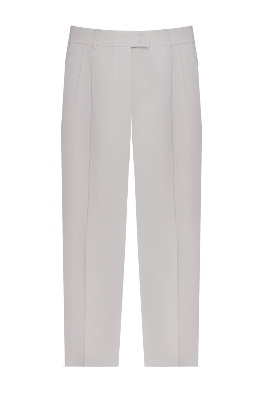 Loro Piana Women's cropped classic-form pants white - four pockets. wool, textiles. hooks, button. Country of manufacture: Italy. Care: specialized cleaning - photo 1