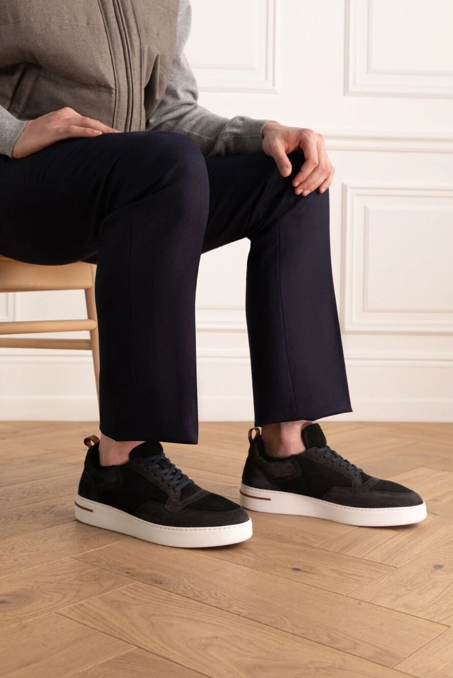 Black Wish Men Shoes Black Wish Men Sneakers LORO PIANA 410 LP