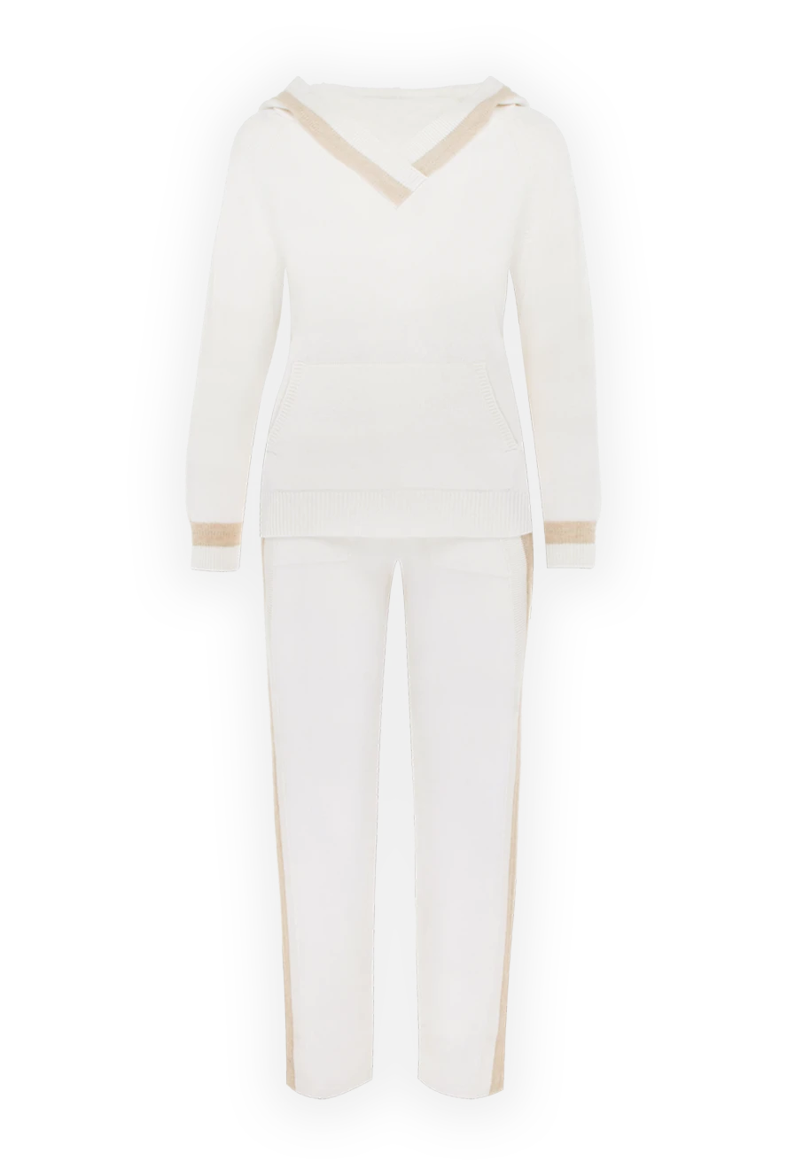 Panicale White walking suit for women - contrasting lines. 62% wool, 18% silk, 14% cashmere, 6% polyamide. zipper, drawstring. two side pockets. Hood: yes. Country of manufacture: Italy. Care: specialized cleaning - photo 1