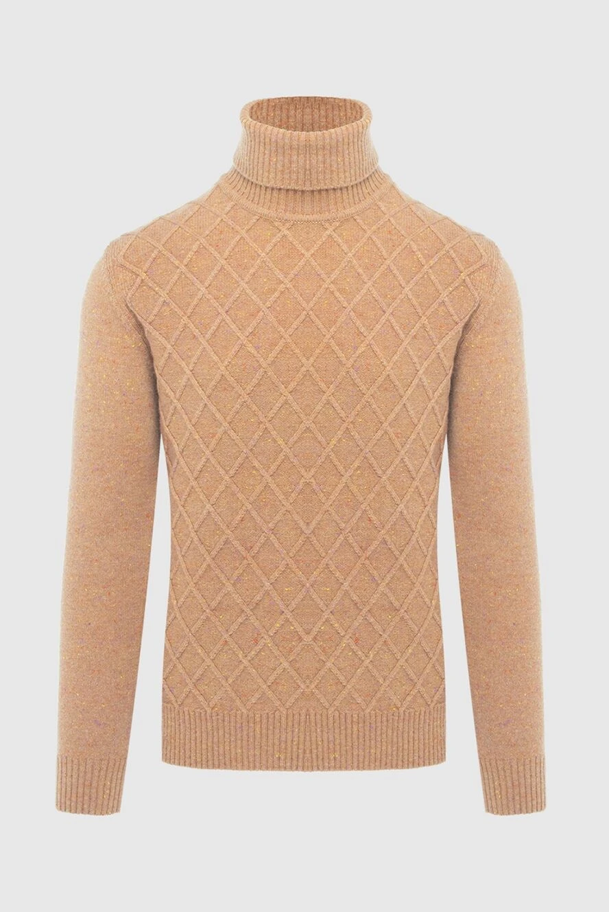 Cesare di Napoli Men's cashmere golf orange - Geometric pattern, knitting. High neck. 100% cashmere. Country of manufacture: Italy. Care: specialized cleaning - photo 1