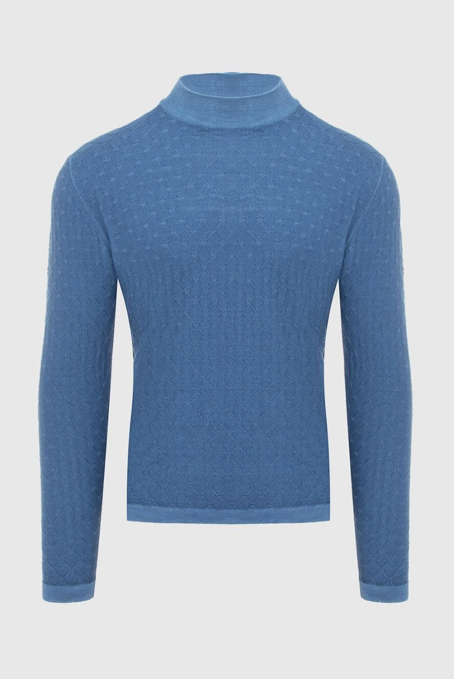 Cesare di Napoli Men's high-collared woolen jumper blue - High collar stand. 100% wool. Country of manufacture: Italy. Care: specialized cleaning - photo 1