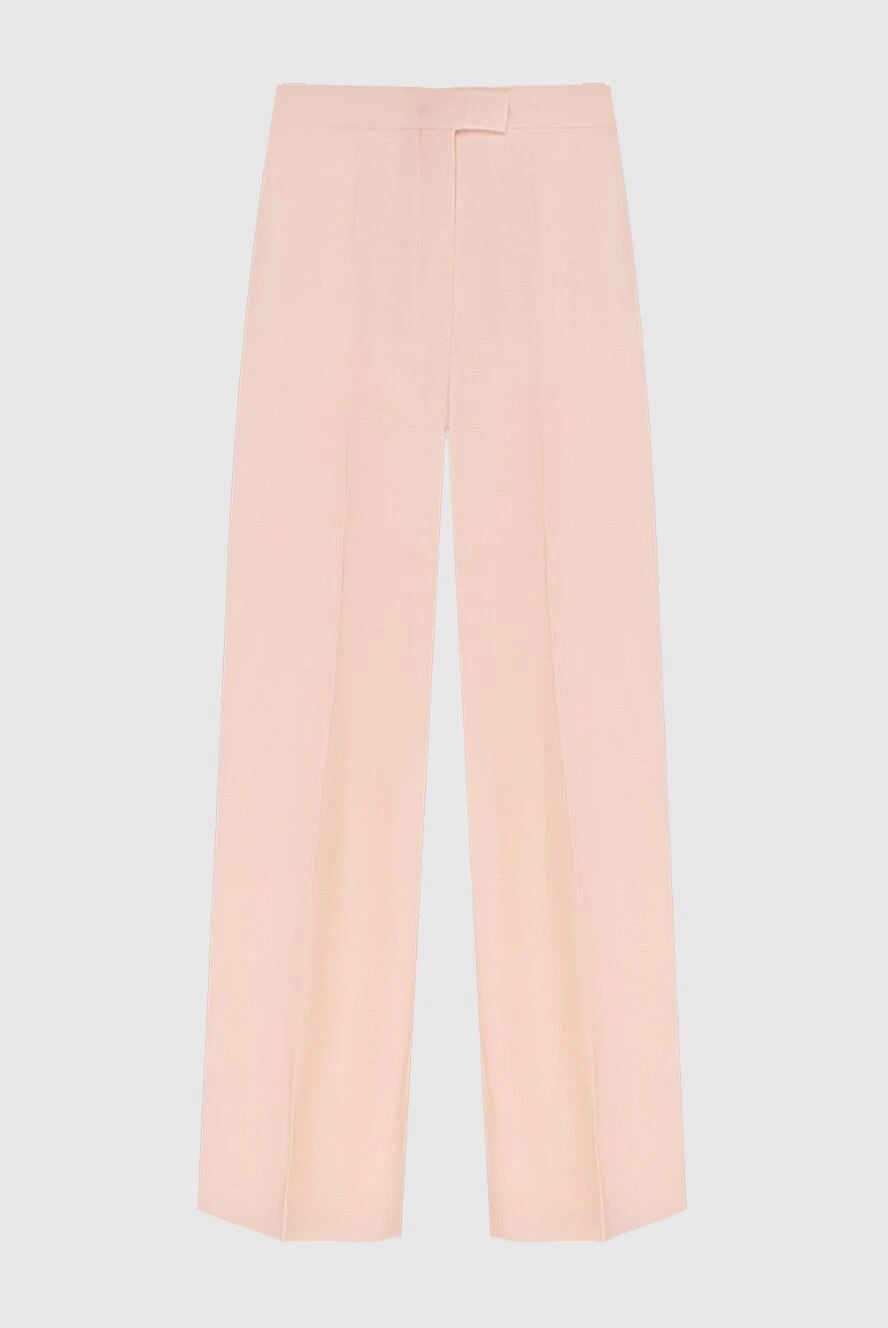 Fendi Women's long elegant pants pink - two side pockets, two back pockets. wool, silk. zipper, hook. Country of manufacture: Italy. Care: specialized cleaning - photo 1