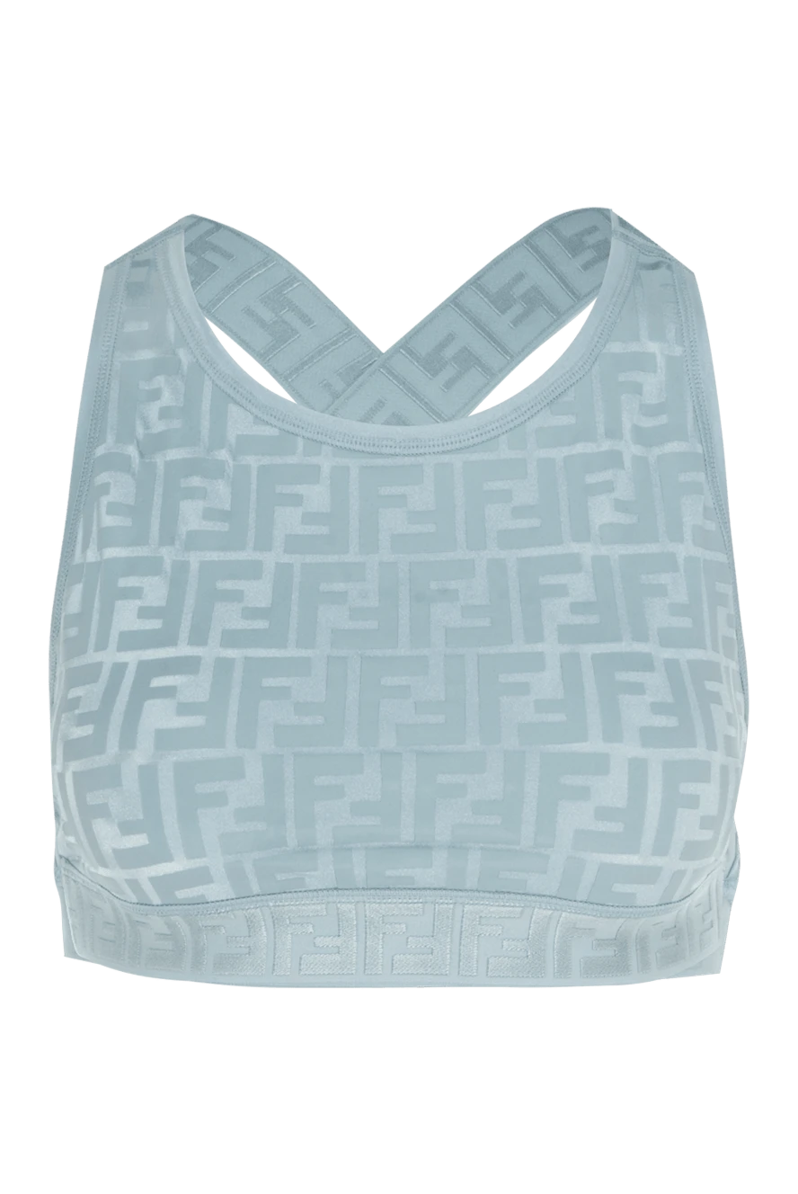 Fendi Top made of polyamide and elastane blue for women - logo print. 85% polyamide and 15% elastane. Country of manufacture: Italy. Care: specialized cleaning - photo 1