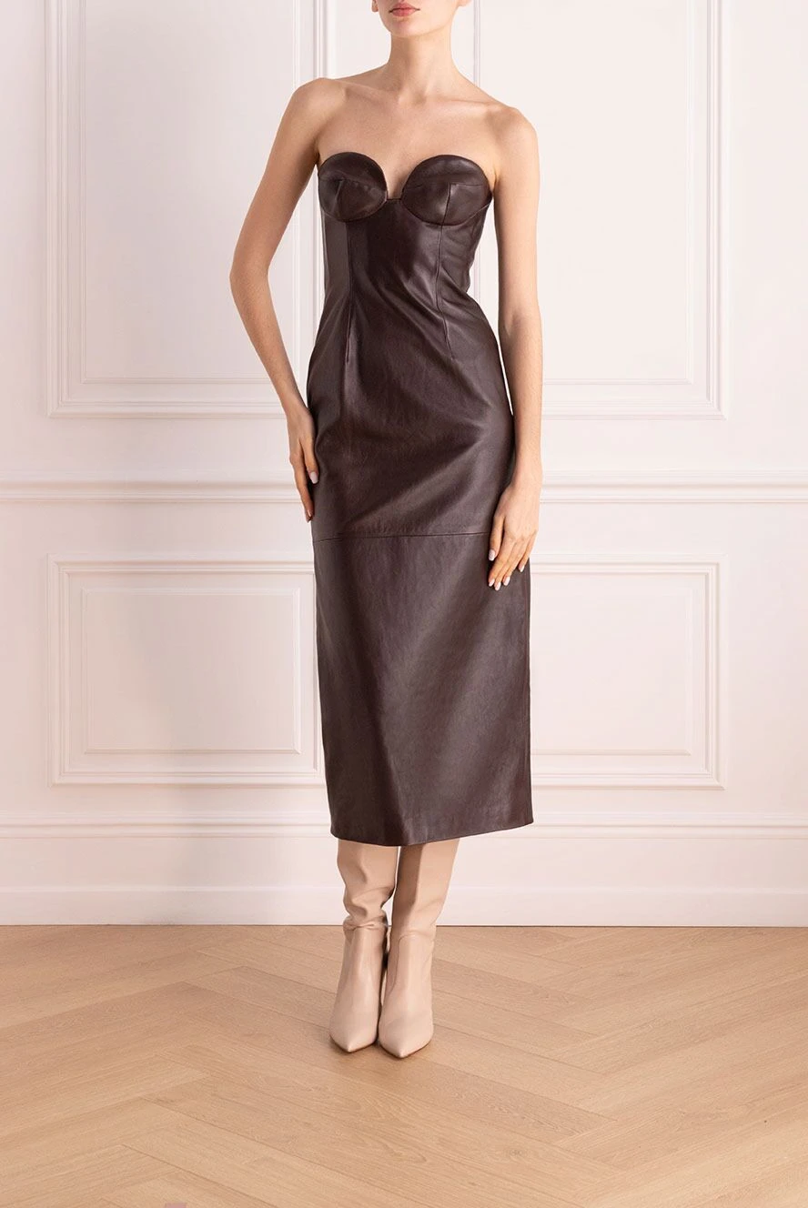 Magda Butrym fitted leather midi dress with molded bodice in brown 170865 Women leather dress | Domino Online Store Ukraine Magda Butrym fitted leather midi dress with molded bodice in brown 170865 Women leather dress | Domino Online Store Ukraine