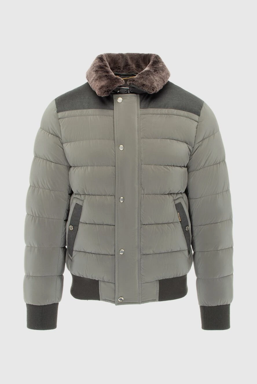 Moorer Пуховик мужской из полиамида и полиэстера зеленый - Контрастная отделка. Меховой воротник. 60% полиамид, 40% полиэстер. Молния, пуговицы. Два боковых кармана. 100% натуральный мех. Страна производитель: Италия. Уход: специализированная чистка - фото 1