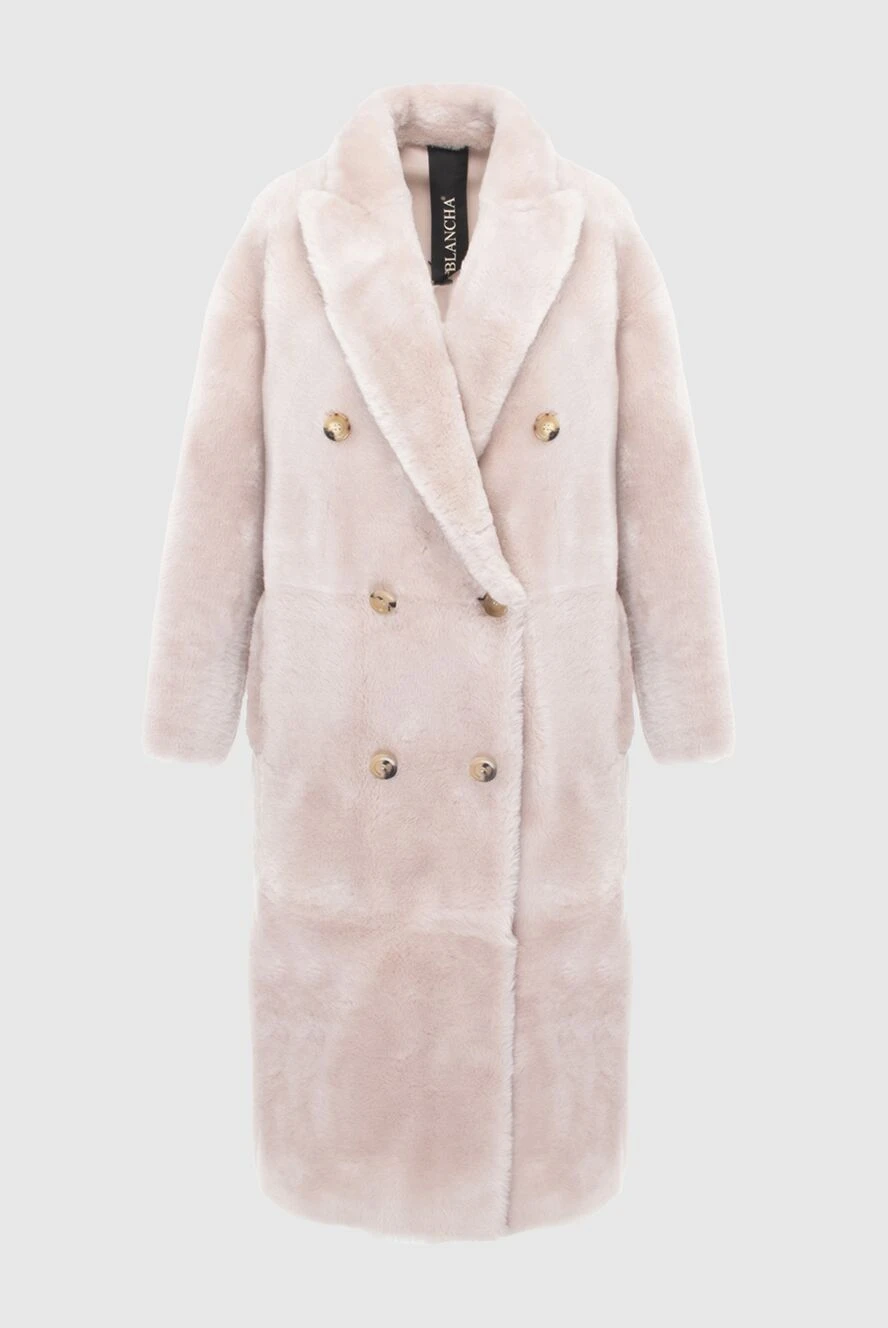 Blancha Women's long beige fur coat - 100% natural leather, 100% natural fur. Buttons. 2. Country of manufacture: Italy. Care: specialized cleaning - photo 1