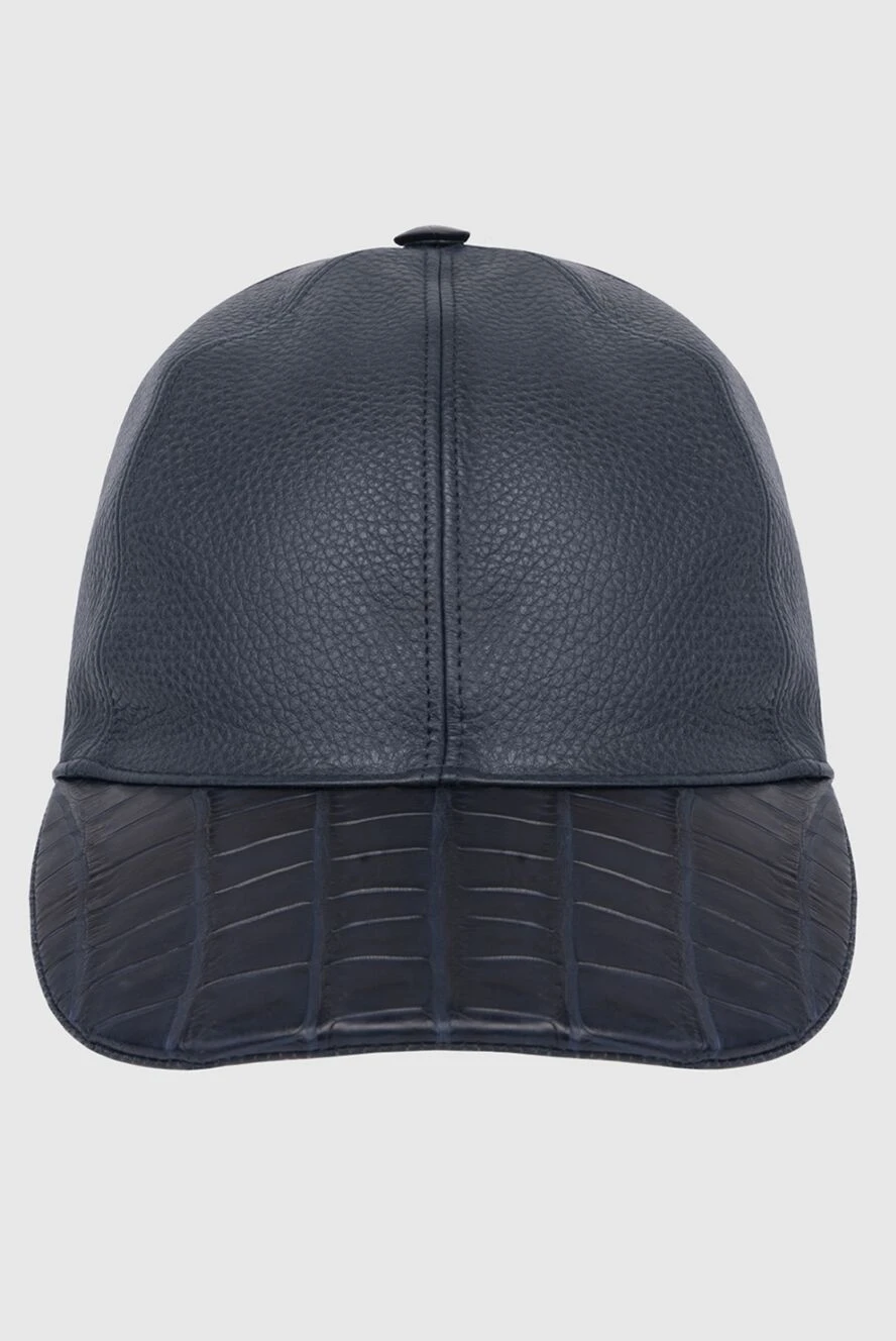 Cesare di Napoli Cap made of crocodile leather blue men's - Textured leather. 100% crocodile skin. Country of manufacture: Italy. Care: specialized cleaning - photo 1